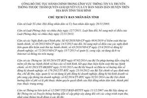 Quyết định 2132/QĐ-UBND thủ tục hành chính lĩnh vực thông tin truyền thông Thái Bình 2015