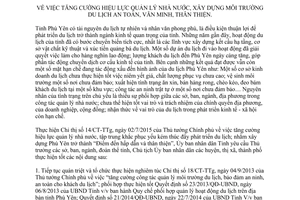 Chỉ thị 12/CT-UBND quản lý nhà nước xây dựng môi trường du lịch an toàn văn minh thân thiện Phú Yên