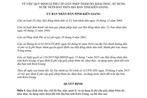 Quyết định 36/2015/QĐ-UBND lệ phí cấp giấy phép thăm dò khai thác sử dụng nước dưới đất Kiên Giang