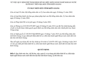 Quyết định 35/2015/QĐ-UBND phí thẩm định hồ sơ điều kiện hành nghề khoan nước dưới đất Kiên Giang