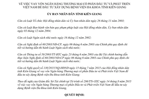 Quyết định 41/2015/QĐ-UBND vay vốn ngân hàng đầu tư xây dựng bệnh viện đa khoa Kiên Giang