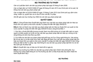 Quyết định 1665/QĐ-BTP văn bản quy phạm pháp luật còn hiệu lực quản lý nhà nước Bộ Tư pháp