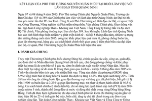 Thông báo 318/TB-VPCP kết luận Phó Thủ tướng Nguyễn Xuân Phúc buổi làm việc lãnh đạo Quảng Ninh