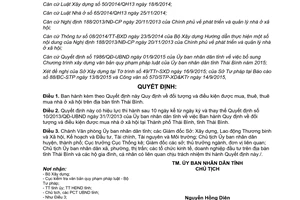 Quyết định 09/2015/QĐ-UBND đối tượng điều kiện được mua thuê mua nhà ở xã hội Thái Bình