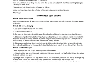 Nghị định 81/2015/NĐ-CP công bố thông tin doanh nghiệp Nhà nước