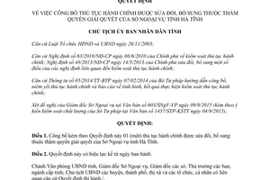 Quyết định 3647/QĐ-UBND thủ tục hành chính thuộc thẩm quyền giải quyết sở ngoại vụ Hà Tĩnh 2015