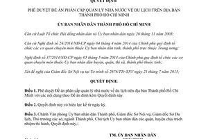 Quyết định 4692/QĐ-UBND Đề án phân cấp quản lý nhà nước về du lịch Hồ Chí Minh 2015