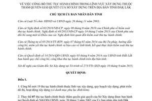 Quyết định 2557/QĐ-UBND thủ tục hành chính xây dựng thẩm quyền sở xây dựng Đắk Lắk 2015