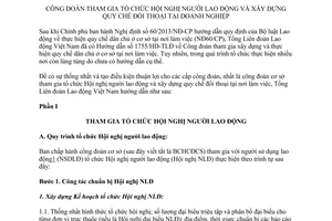 Hướng dẫn 1499/HD-TLĐ công đoàn tổ chức hội nghị người lao động quy chế đối thoại doanh nghiệp 2015