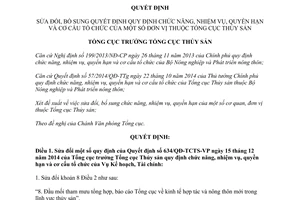 Quyết định 578/QĐ-TCTS-VP chức năng quyền hạn cơ cấu tổ chức đơn vị thuộc Tổng cục Thủy sản 2015