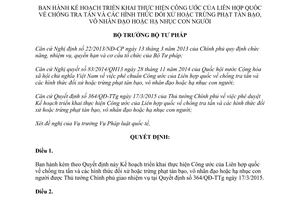 Quyết định 1686/QĐ-BTP thực hiện công ước chống tra tấn đối xử trừng phạt tàn bạo hạ nhục con người