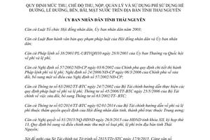 Quyết định 24/2015/QĐ-UBND thu nộp quản lý sử dụng phí hè đường lề đường bến bãi Thái Nguyên