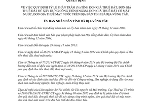 Quyết định 37/2015/QĐ-UBND tỷ lệ phần trăm tính giá thuê đất đơn xây dựng công trình Bà Rịa Vũng Tàu