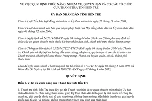 Quyết định 25/2015/QĐ-UBND chức năng nhiệm vụ quyền hạn cơ cấu tổ chức của thanh tra Bến Tre