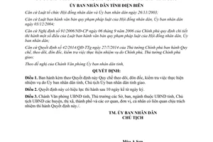 Quyết định 15/2015/QĐ-UBND đôn đốc kiểm tra thực hiện nhiệm vụ Ủy ban Chủ tịch Điện Biên giao