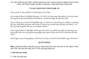 Quyết định 4204/QĐ-UBND quy hoạch phát triển chăn nuôi trâu bò Nghệ An 2015