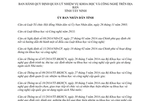 Quyết định 48/2015/QĐ-UBND quản lý nhiệm vụ khoa học và công nghệ Tây Ninh