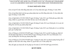 Quyết định 40/2015/QĐ-UBND phối hợp rà soát hệ thống hóa cập nhật văn bản quy phạm Bình Dương
