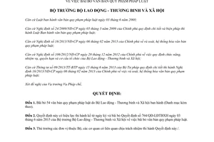 Quyết định 1351/QĐ-B
LĐTBXH bãi bỏ văn bản quy phạm pháp luật 2015