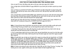 Quyết định 1599/QĐ-UBND thủ tục hành chính thuộc thẩm quyền giải quyết sở công thương Quảng Ngãi 2015