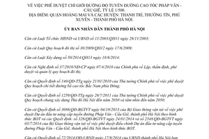 Quyết định 4767/QĐ-UBND Chỉ giới đường đỏ tuyến đường cao tốc pháp vân cầu giẽ Hà Nội 2015