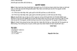 Quyết định 1913/QĐ-UBND thủ tục hành chính cơ chế một cửa liên thông Sở Tài nguyên Huế