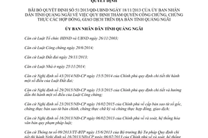 Quyết định 313/QĐ-UBND bãi bỏ quyết định công chứng chứng thực hợp đồng giao dịch Quảng Ngãi 2015
