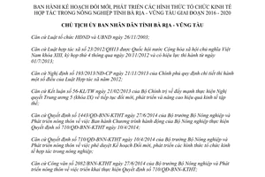 Quyết định 2260/QĐ-UBND phát triển hình thức tổ chức kinh tế hợp tác nông nghiệp Bà Rịa Vũng Tàu 2015