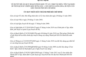 Quyết định 4741/QĐ-UBND quy hoạch phân khu tôn tạo di tích lịch sử chiến khu Rừng Sác Hồ Chí Minh 2015