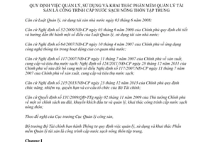 Thông tư 149/2015/TT-BTC Phần mềm Quản lý tài sản công trình cấp nước sạch nông thôn tập trung