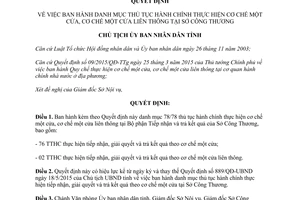 Quyết định 1924/QĐ-UBND thủ tục hành chính cơ chế một cửa liên thông sở công thương Thừa Thiên Huế 2015