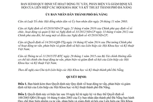 Quyết định 27/2015/QĐ-UBND tư vấn phản biện giám định xã hội liên hiệp khoa học kỹ thuật Đà Nẵng