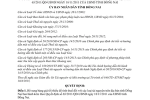 Quyết định 27/2015/QĐ-UBND bảng giá tối thiểu tính thuế loại tài nguyên Đồng Nai