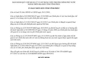 Quyết định 27/2015/QĐ-UBND quản lý sử dụng viện trợ phi chính phủ nước ngoài Vĩnh Phúc