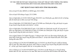 Quyết định 3705/QĐ-UBND Quy hoạch hạ tầng kỹ thuật viễn thông thụ động Thanh Hóa 2015