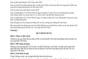 Thông tư 54/2015/TT-BGTVT thủ tục điện tử tàu thuyền Việt Nam hoạt động tuyến nội địa vào rời cảng biển Việt Nam