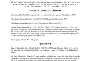 Quyết định 59/2015/QĐ-UBND khai thác quản lý hệ thống cơ sở dữ liệu công chứng Lâm Đồng