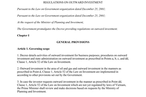 Decree No. 83/2015/ND-CP regulations on outward investment