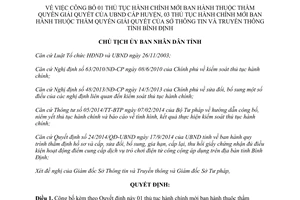 Quyết định 3340/QĐ-UBND thủ tục hành chính mới Uỷ ban nhân dân cấp huyện Sở Thông tin Bình Định