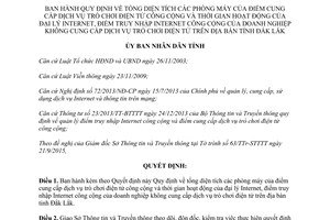 Quyết định 31/2015/QĐ-UBND thời gian hoạt động đại lý Internet điểm truy nhập Internet công cộng Đắk Lắk
