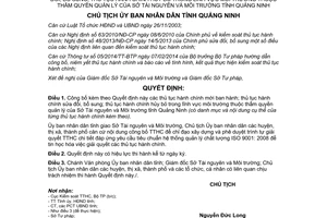 Quyết định 2816/QĐ-UBND thủ tục hành chính lĩnh vực môi trường Quảng Ninh 2015