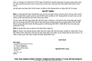 Quyết định 2818/QĐ-UBND thủ tục hành chính thuộc thẩm quyền sở kế hoạch đầu tư Quảng Ninh 2015