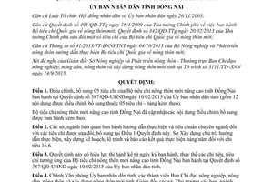 Quyết định 2947/QĐ-UBND điều chỉnh Quyết định 387/QĐ-UBND tiêu chí nông thôn mới nâng cao Đồng Nai 2015