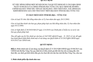 Quyết định 2304/QĐ-UBND đính chính Quyết định 31/2015/QĐ-UBND Bà Rịa Vũng Tàu 2015