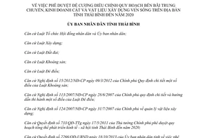 Quyết định 2235/QĐ-UBND bến bãi trung chuyển kinh doanh cát vật liệu xây dựng ven sông Thái Bình 2020