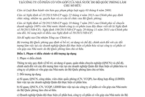 Thông tư 114/2015/TT-BQP bố trí sử dụng chế độ đối tượng làm việc tại doanh nghiệp Quân đội
