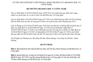 Quyết định 2518/QĐ-BKHCN Quy chế Thi đua Khen thưởng Bộ Khoa học Công nghệ