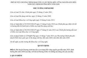 Quyết định 1671/QĐ-TTg Chương trình bảo tồn sử dụng bền vững nguồn gen 2025 2030