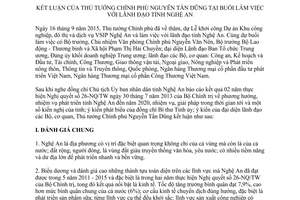 Thông báo 327/TB-VPCP Thủ tướng Nguyễn Tấn Dũng tại buổi làm việc với lãnh đạo tỉnh Nghệ An 2015