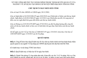 Quyết định 3767/QĐ-UBND thủ tục hành chính thuộc thẩm quyền quản lý ngành y tế Hà Tĩnh 2015